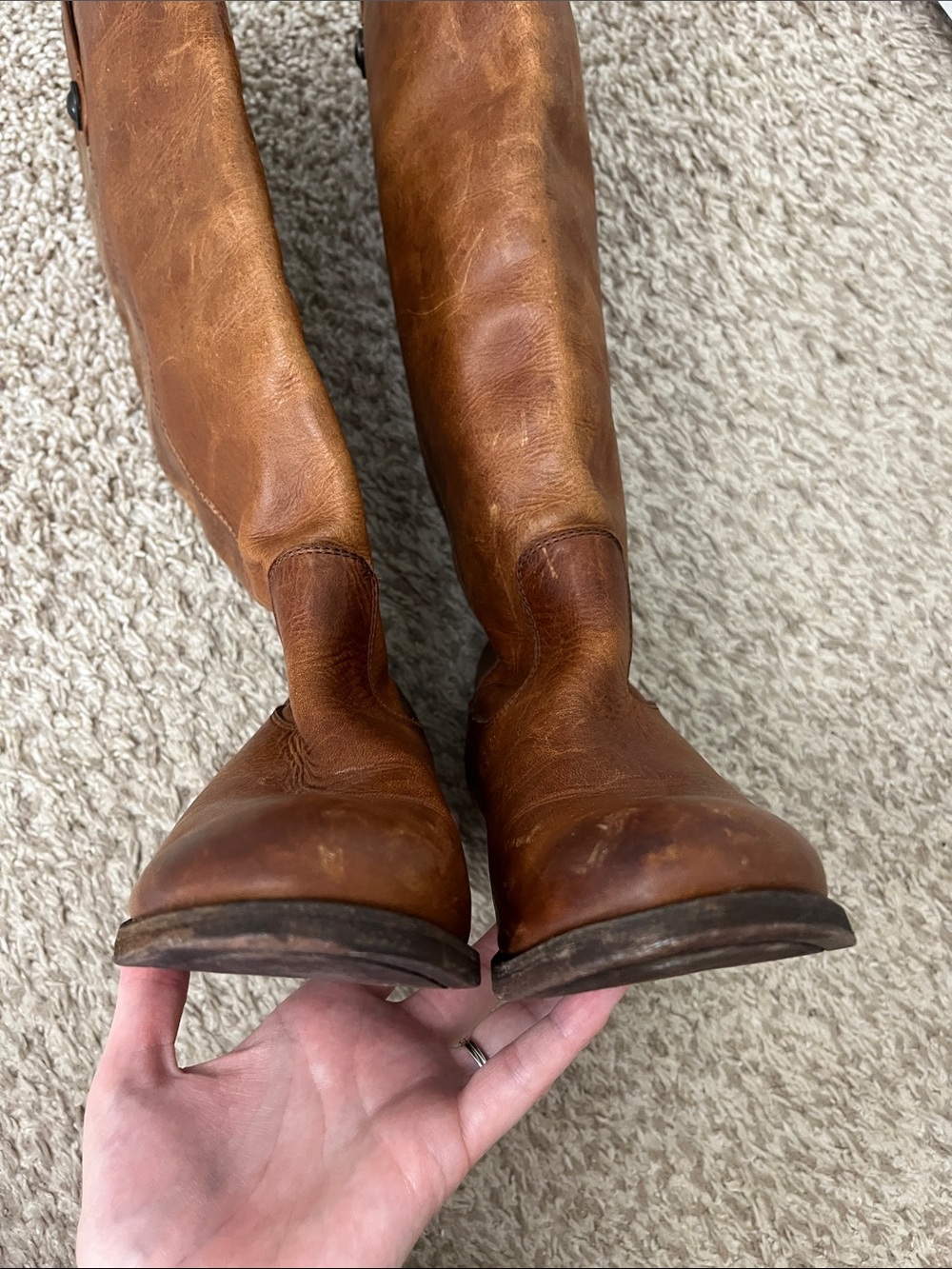 Frye Cara Boots in Cognac Leather - Size 6.5 B - Picture 12 of 16